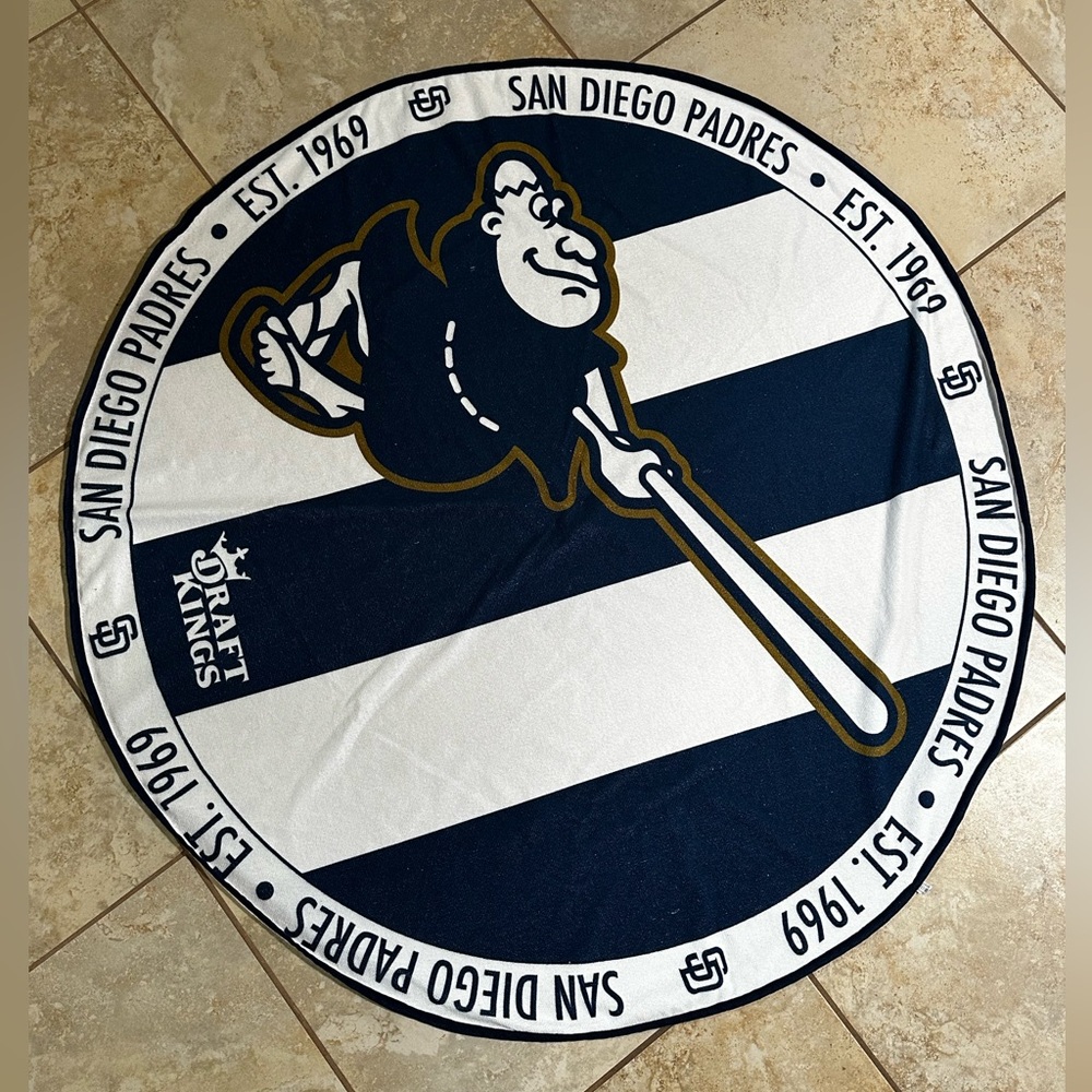 San Diego Padres Draft Kings Game Giveaway 50” Round Beach Towel CLEAN